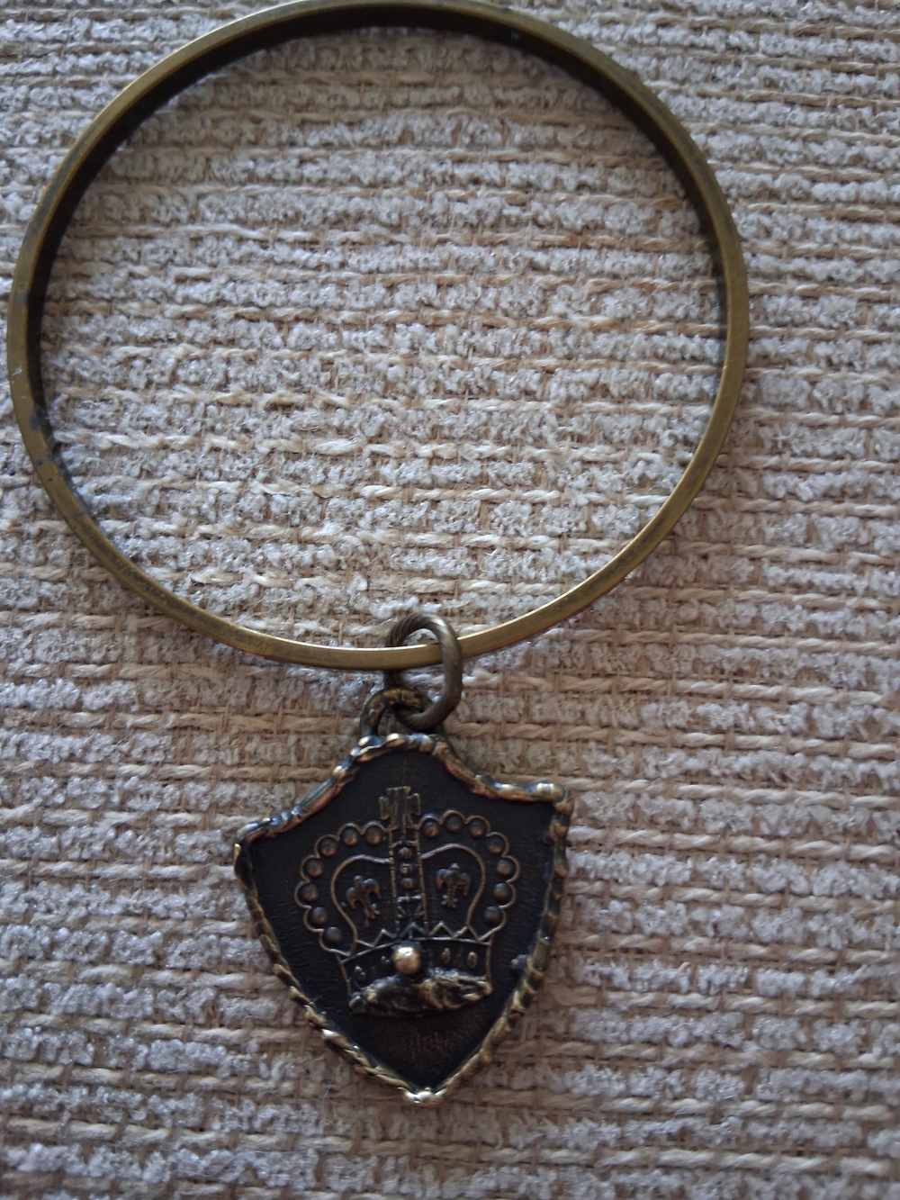 Gold-Tone Crown Shield Charm Bangle Bracelet